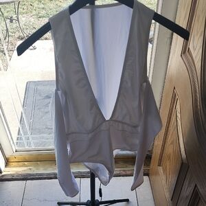 Unlisted Chic White Deep V-Neck Bodysuit